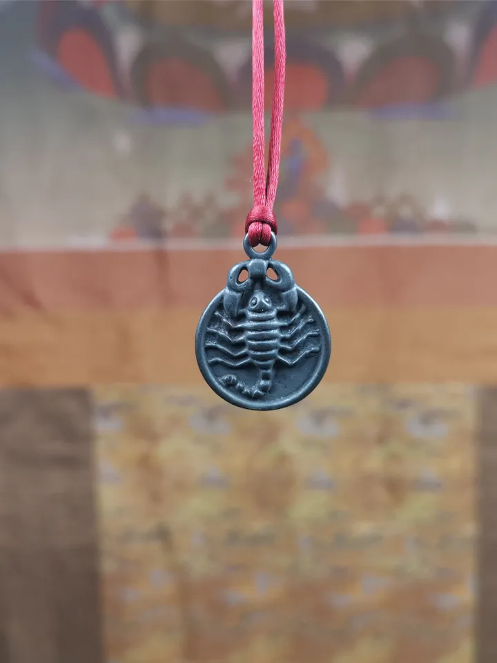Gandhanra Handmade Tibetan Amulet,Scorpion Guru of Padmasambhava, Buddhist Scorpion Pendant, Made of Brass,0.8&quot;