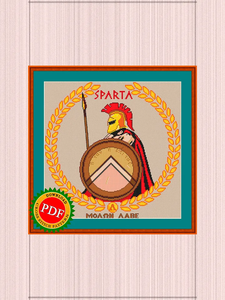 Spartan Cross Stitch Pattern | Spartan Warrior | MOLON LABE