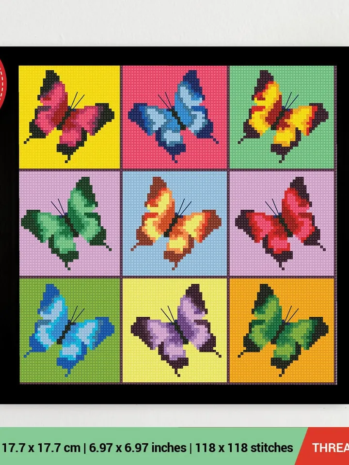 Butterfly Andy Warhol Cross stitch pattern | Embroidery Pattern | Instant Download | Embroidery Designs