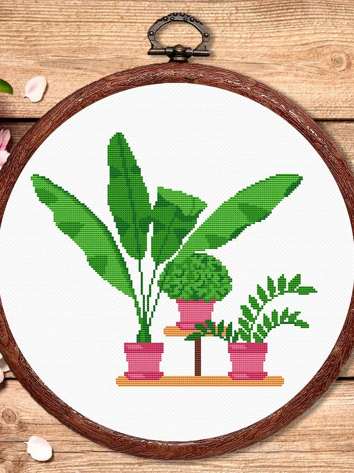 Potted Flowers Cross Stitch Pattern, Flower Cross Stitch Pattern, Embroidery Potted Flowers, Flowers xStitch, Potted Flowers xStitch #flw022
