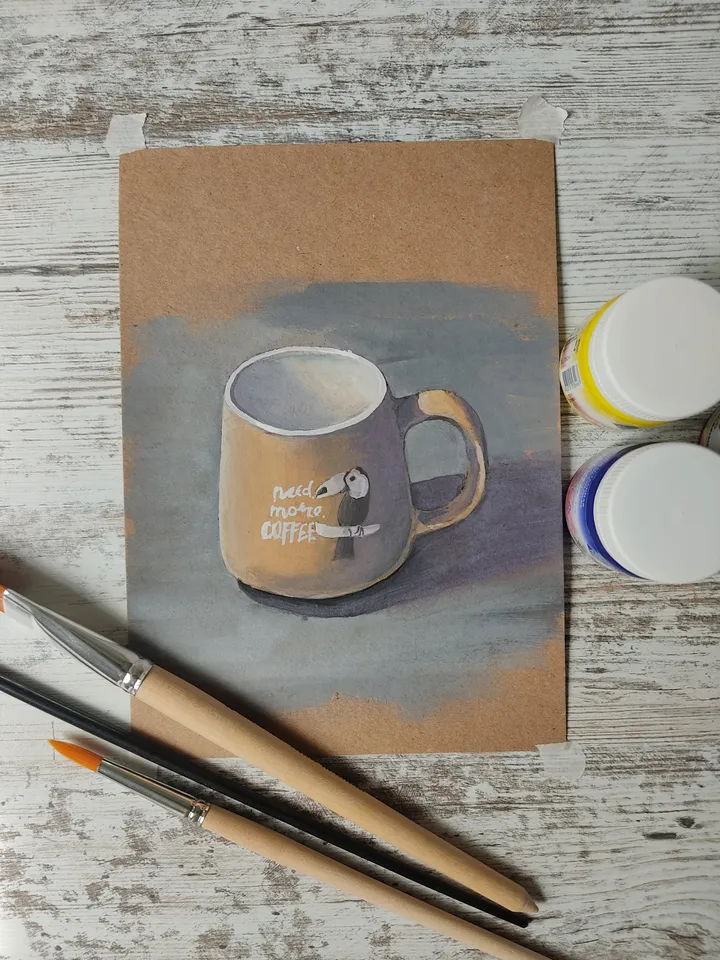 Coffee Mug. Original gouache painting.