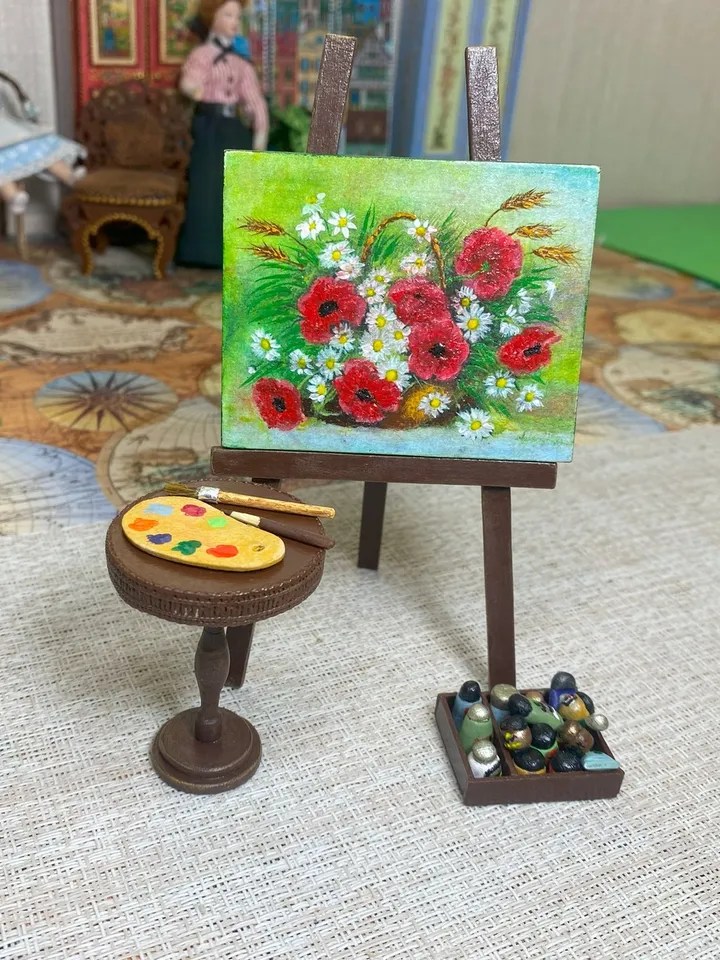 Artist's set. Doll miniature. 1:12. Furniture for dolls.