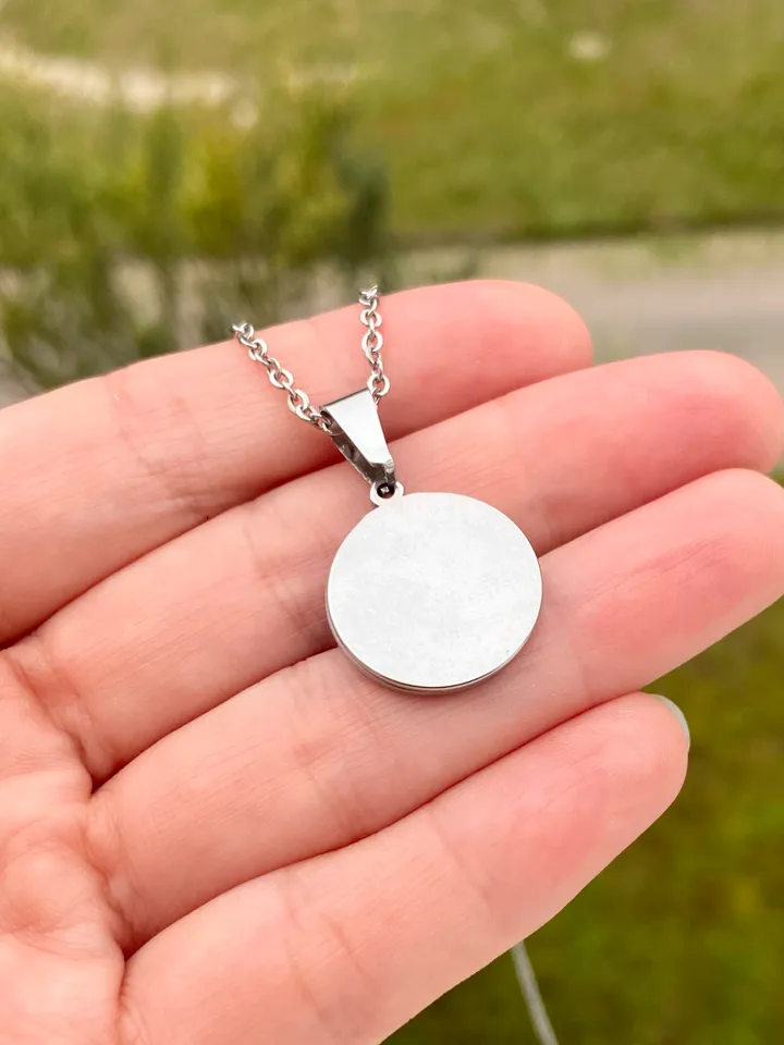 Hiene necklace, steel pendant with glass, Hiene lover gift