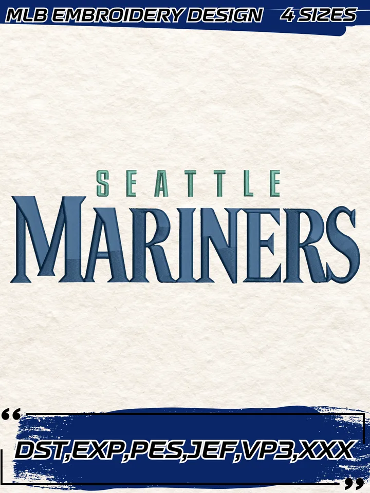 Seattle Mariners Wordmark Logo Embroidery Design,MLB Embroidery Design,Machine Embroidery Design File,4 Sizes, Digital Download