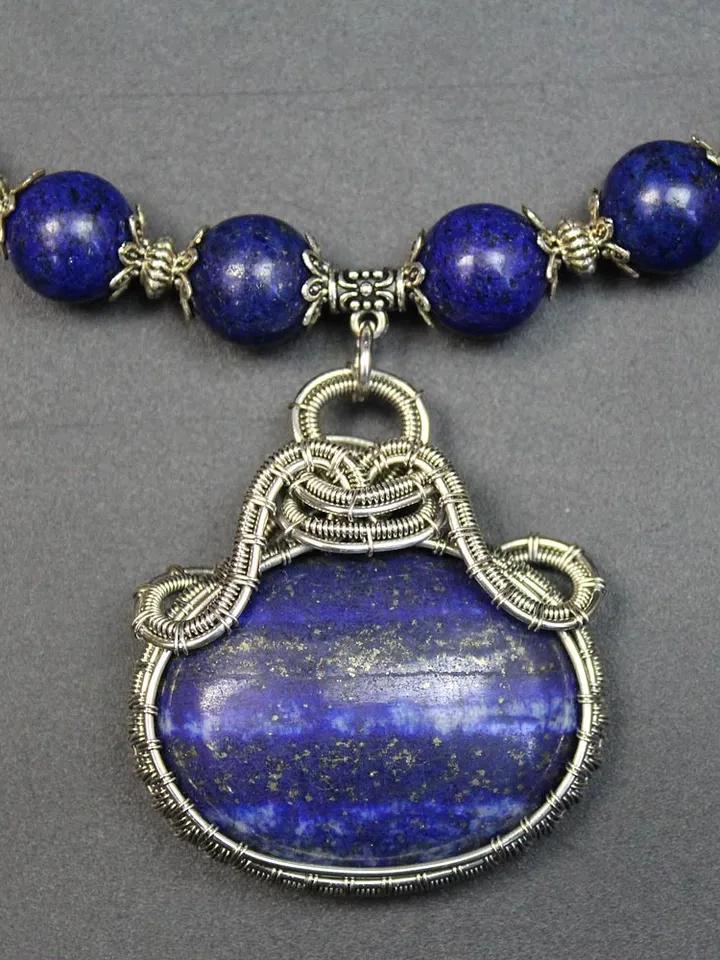 Necklace handmade with natural lapis lazuli stone