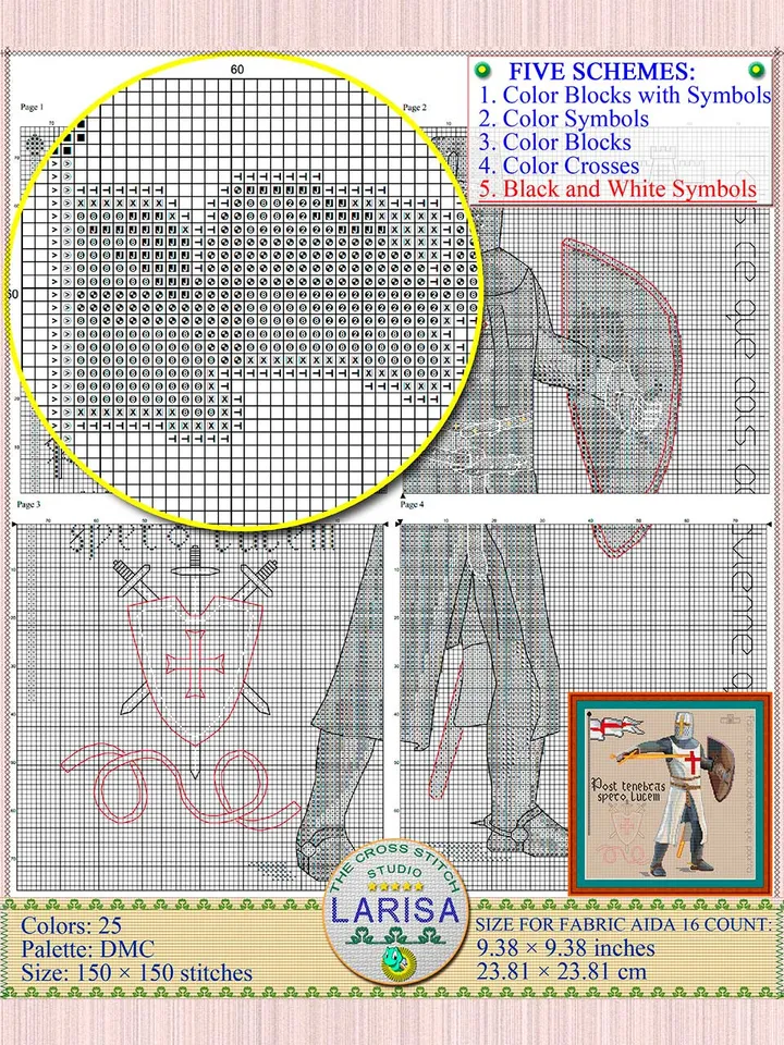 Knight Cross Stitch Pattern | Crusader | Medieval Knight