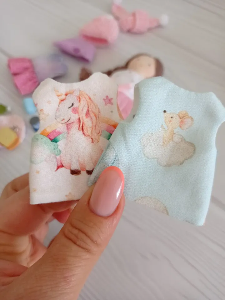 Textile dollhouse with felt doll for clothes, Gift for girl and boy, Baby care - book for boys and girls.