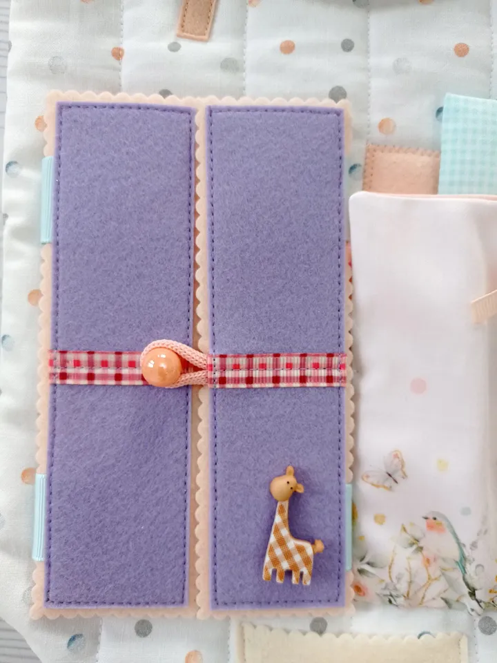 Textile Dollhouse with felt doll by clothes, baby house, Gift for a girl, Baby care - a book for boys and girls.
