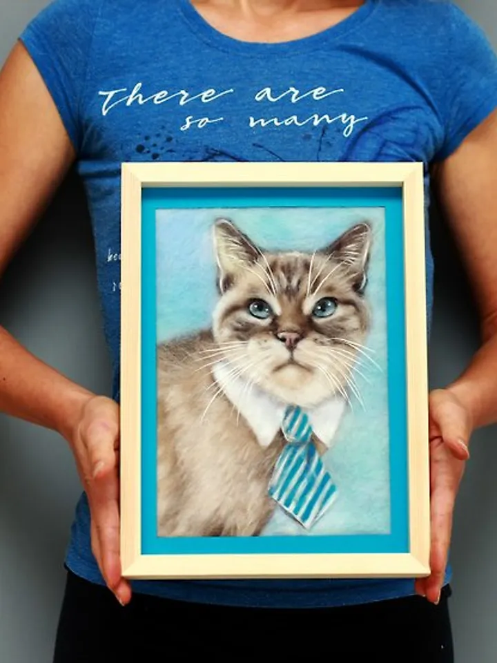 Realistic Felted cat portrait from photo,Christmas Gift Wrapping,Customized gift