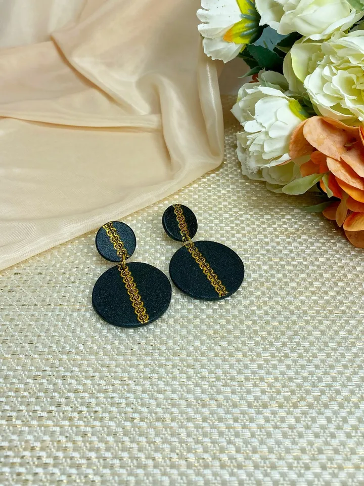 Handmade matte black earrings.Handmade jewelry. Designer earrings.