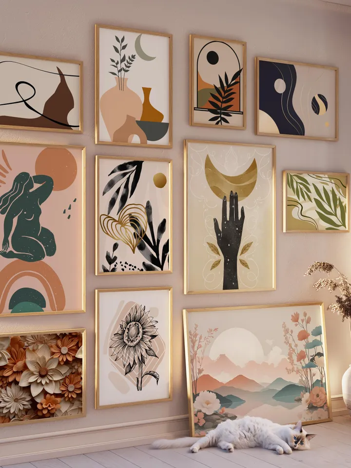 Boho Wall Collage Mega Bundle, Set of 2500+ Prints, Mid Century Art Prints, Abstract Poster Set, Printable Home Decor, Digital Download