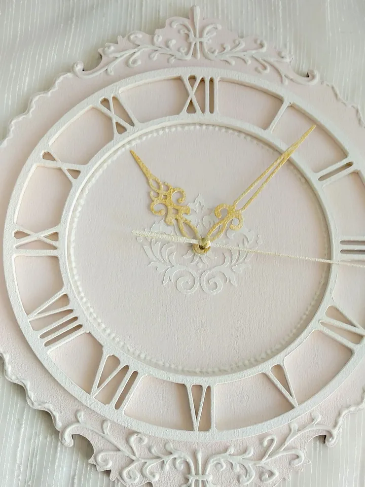 Small wall clock in shabby chic style Silent clock for bedroom Pink wall clock for girl's room Cute wall clock Wedding gift Shabby chic wall decor Mother day gift Birthday gift Gift for woman