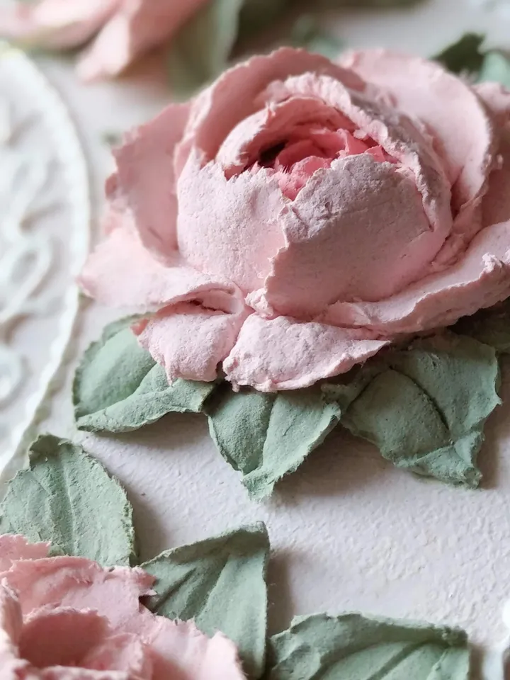 Small pink table clock with pink roses in shabby chic style Silent wall clock for bedroom Nursery decor Wedding gift