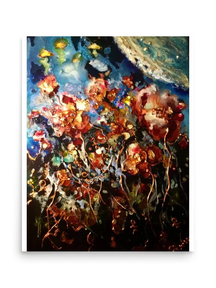 Foreign flowers fantasy Photo paper poster made with my original glass artwork