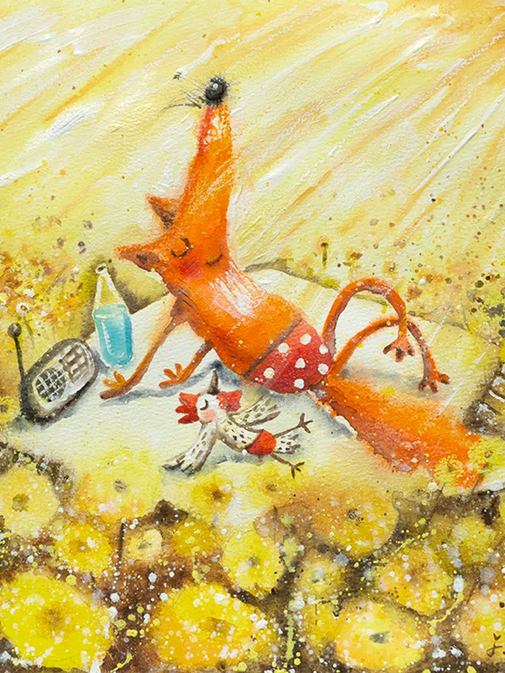 26×26cm Artwork by Julia Schigal "Happy summer" - watercolor, gouache