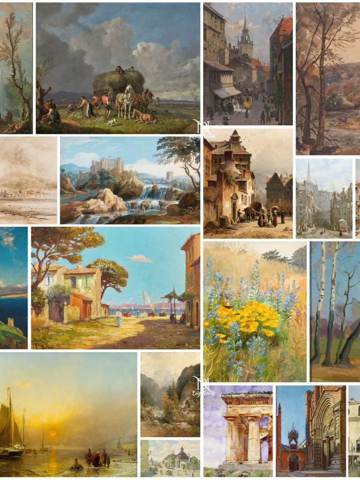 43500+ Antique Landscape Poster Pack Digital Country Nature Prints Bundle Rustic Mountain Art Scenic Wall Decor Printable Vintage Download