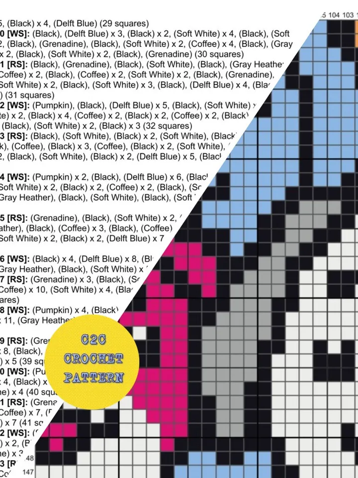 Crochet Pattern C2C Dogs Counted For Crocheting Afghan Plaid Blankets Digital Download PDF
