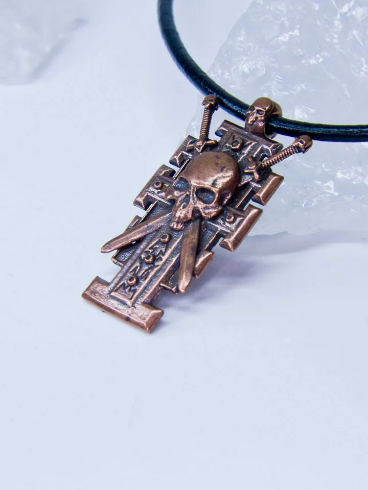 Pure Copper Ordo Xenos Insignia with Skull and Crossed Swords