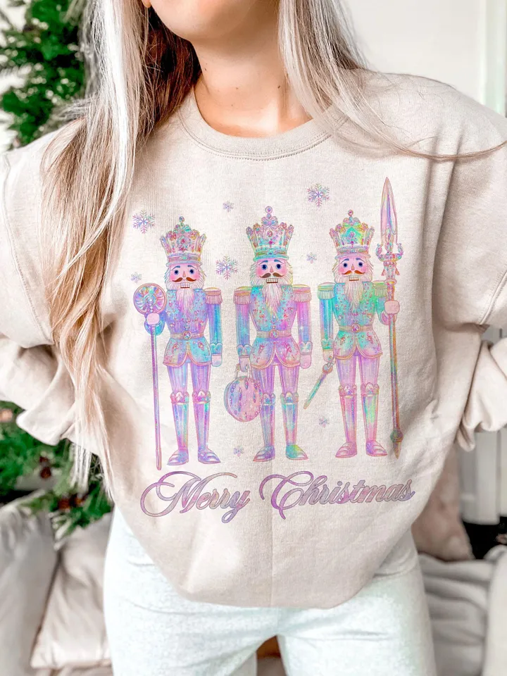 Iridescent Nutcracker Friends PNG, Pink Christmas PNG, Coquette png, Pink bow png, Pink Christmas PNG sublimation, Coquette Christmas png