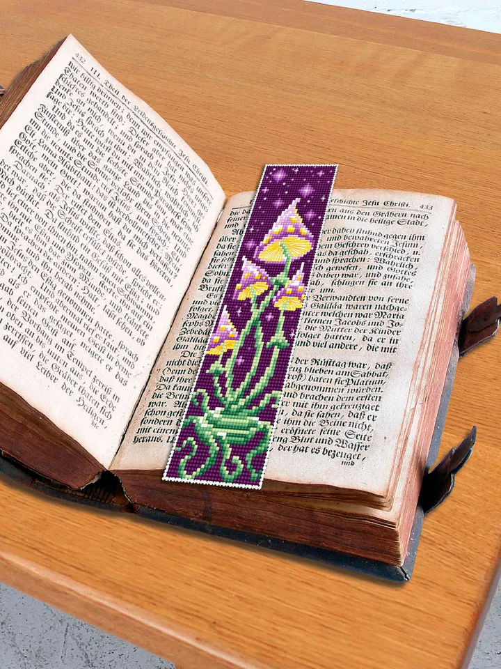 Mushroom bookmark cross stitch pattern PDF download Magic mushroom cross stitch chart, Digital bookmark pattern PDF Fantasy embroidery #B164