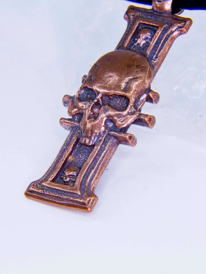 Pure Copper Inquisition Insignia Pendant with Skull
