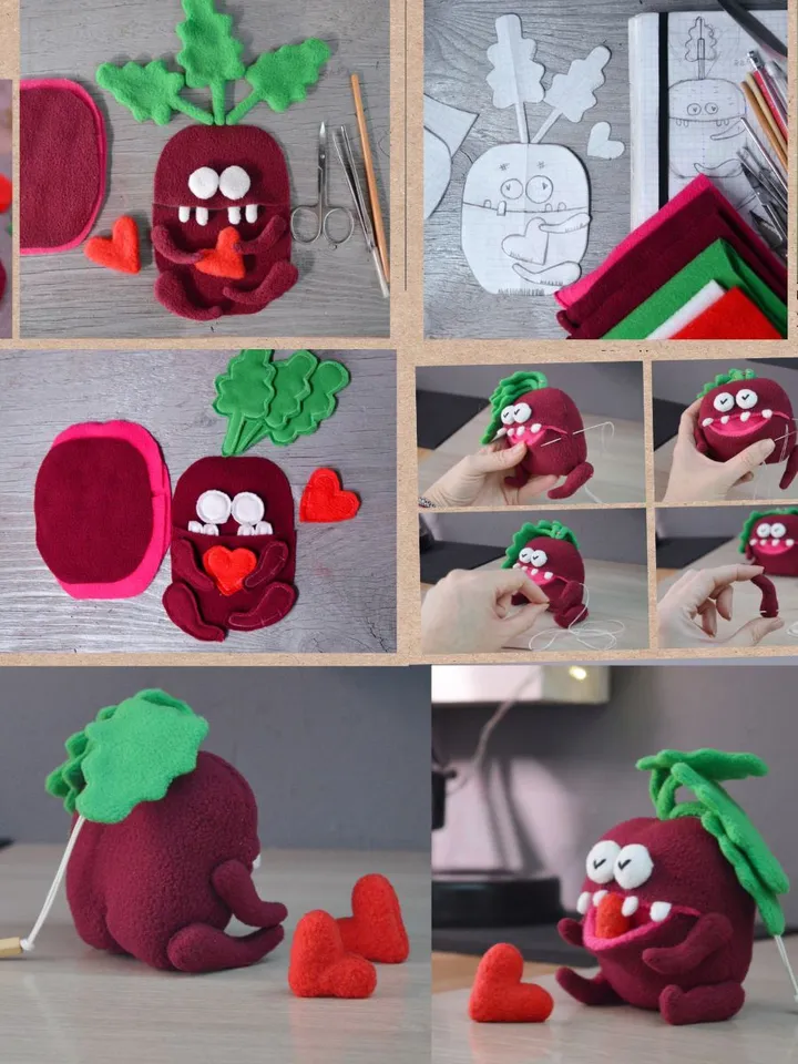 Vegetable Plush Toy Set β 5 PDF Patterns. Fleece Softies