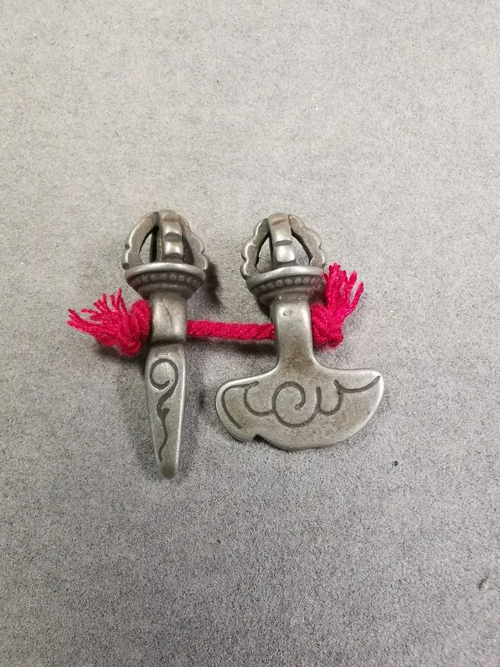 Gandhanra Handmade Tibetan Amulet Pendant,Mini Phurba and Kartika(knife of the dakinis) ,for Prayer Bead Counter,Mala Bead Accessories