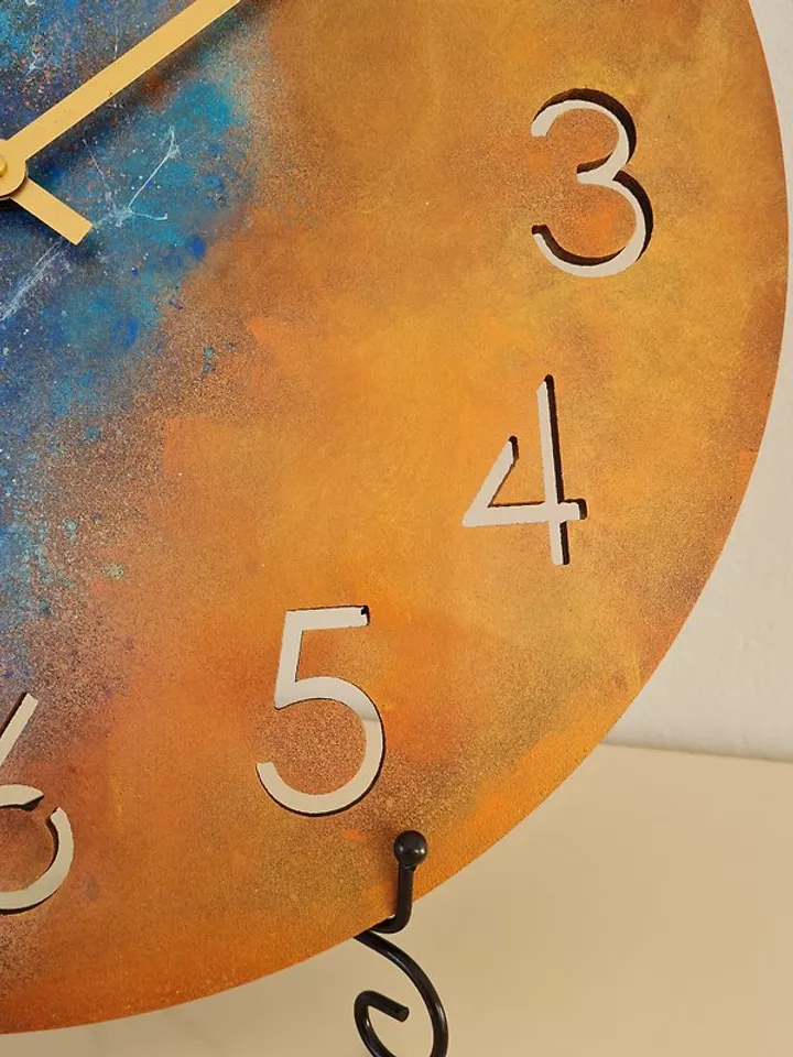 Unique art wall clock Large retro style clock Handmade wall clock Silent clock