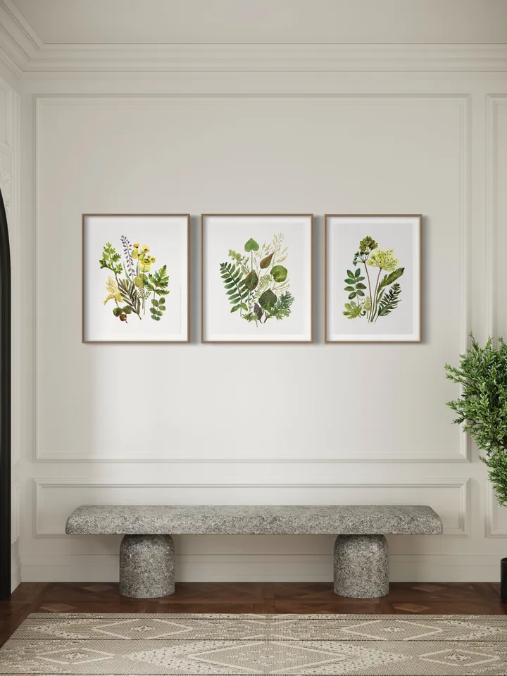 Wildflowers Vintage Set Of 3 Prints, Watercolor Painting, Botanical Art Set, Country Flower Art, Daisy Plant, Bathroom Decor, Home Decor