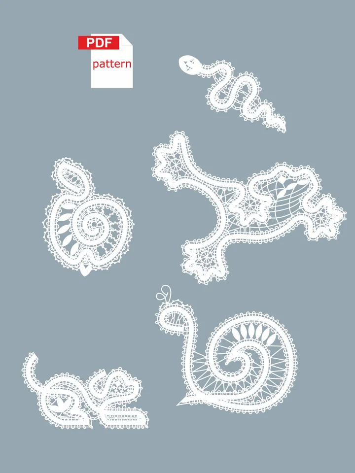 Bobbin lace pattern Souvenir #1 Bundle 5 Printable PDF patterns