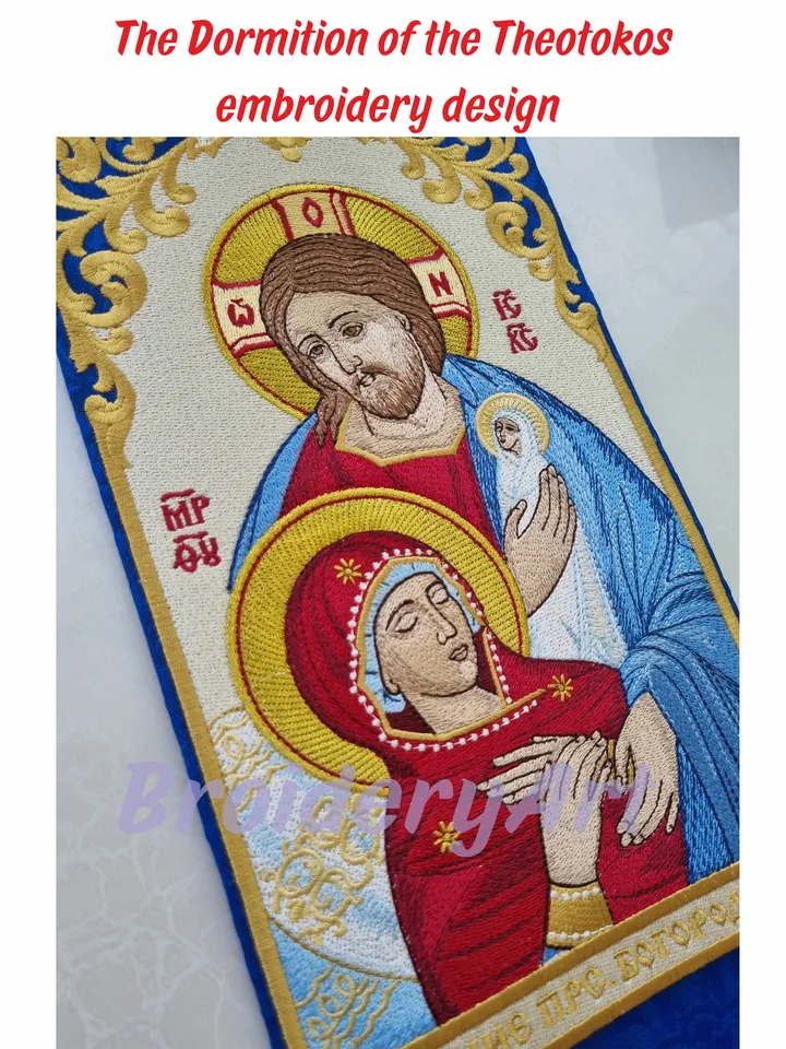 The Dormition of the Theotokos embroidery design