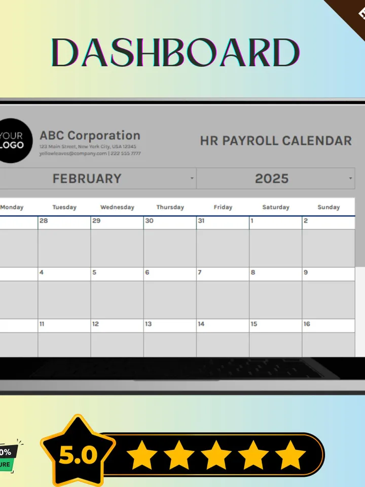 Editable HR Payroll Calendar, Google Sheets, Digital Download for Employee Payroll Scheduling & Payment Tracking