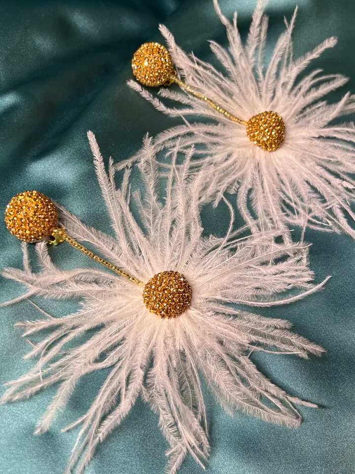 Feather and Crystal Earrings