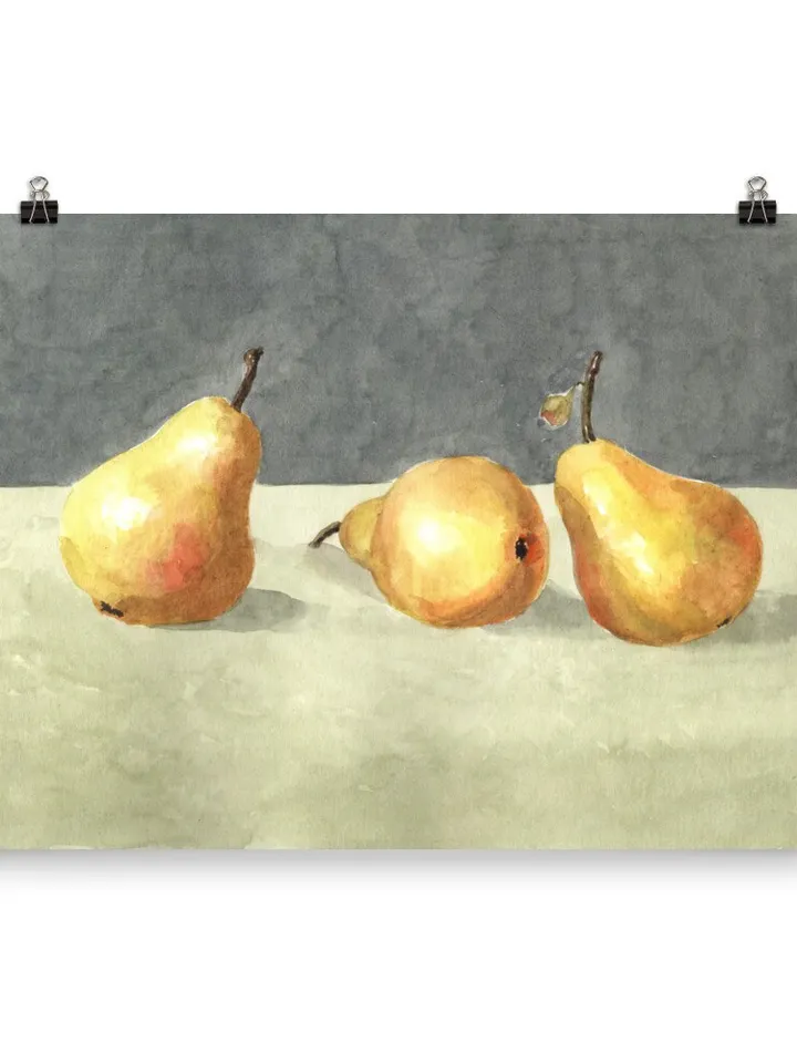 Pear Painting,Vintage Still Life, Farmhouse Kitchen, Vintage Art Print,Minimalist Poster, Art For Kitchen, Fruit Painting,Abstract Art Print