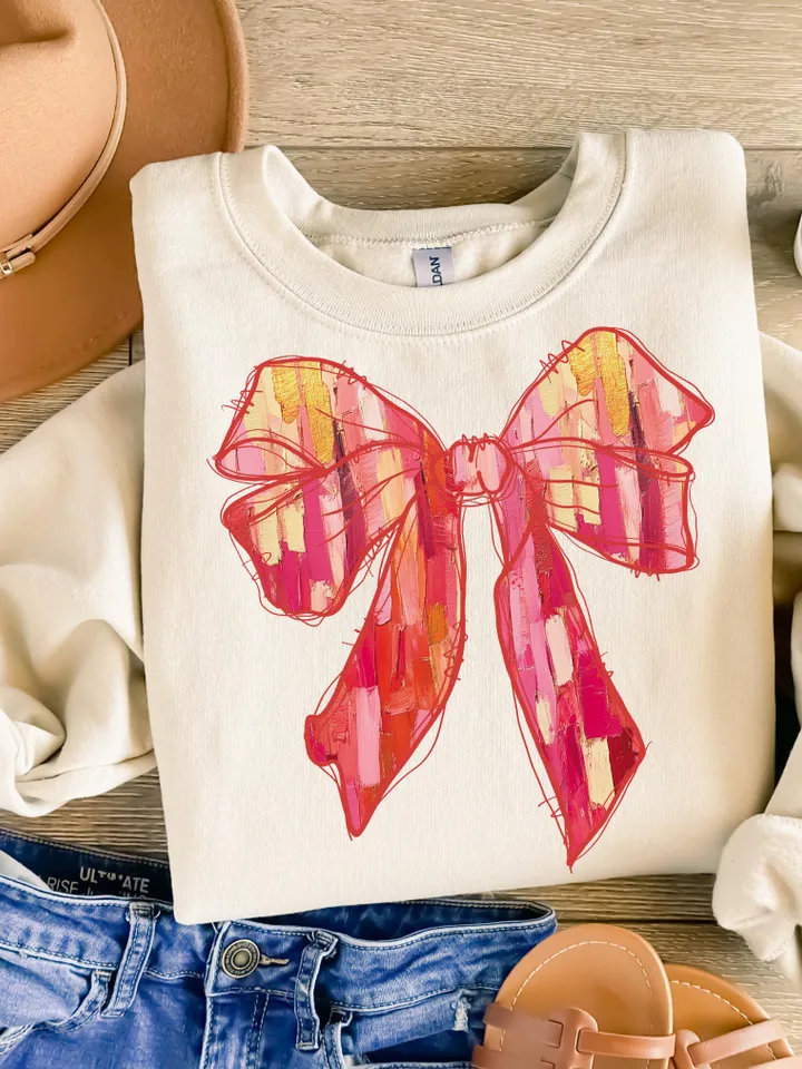Valentine's day Brushstroke Coquette bow Png, Retro Valentine Shirt Design, Valentine's Day Png, Valentine Love Png, valentine's day bow png