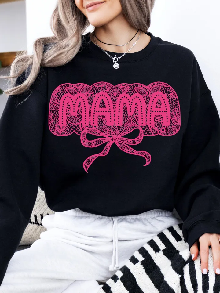 Lace Mama Coquette Png, Mama Png, Floral Mama Chinoiserie Png, Mama Varsity Png, Mothers Day Png, Gift for Mom, Lace Coquette Bow Png