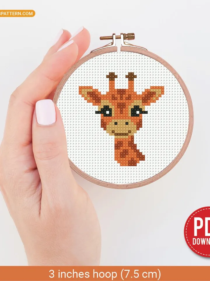 Baby Giraffe cross stitch pattern PDF, contemporary Nature, Tiny Giraffe, beginner counted, modern chart, DIY, embroidery, instant PDF