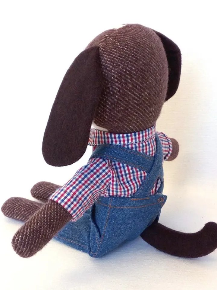 Brown dog boy, handmade plush toy, stuffed textile dog doll, puppy soft toy