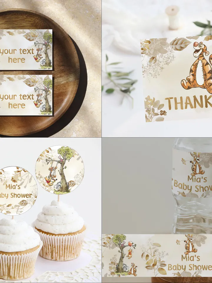 Winnie the Pooh Baby Shower Bundle; Large Winnie the Pooh Baby Shower Set; Honey Bear Baby Shower; We can Bearly Wait shower bundle; poom77