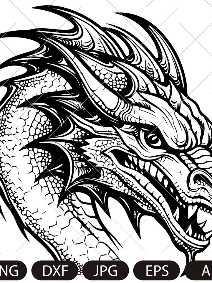 Dragon SVG, Tribal Dragon SVG, Dragon Tattoo svg, Dragon Silhouette, Dragon Vector, Dragon Clipart, Cut File Cricut, Silhouette