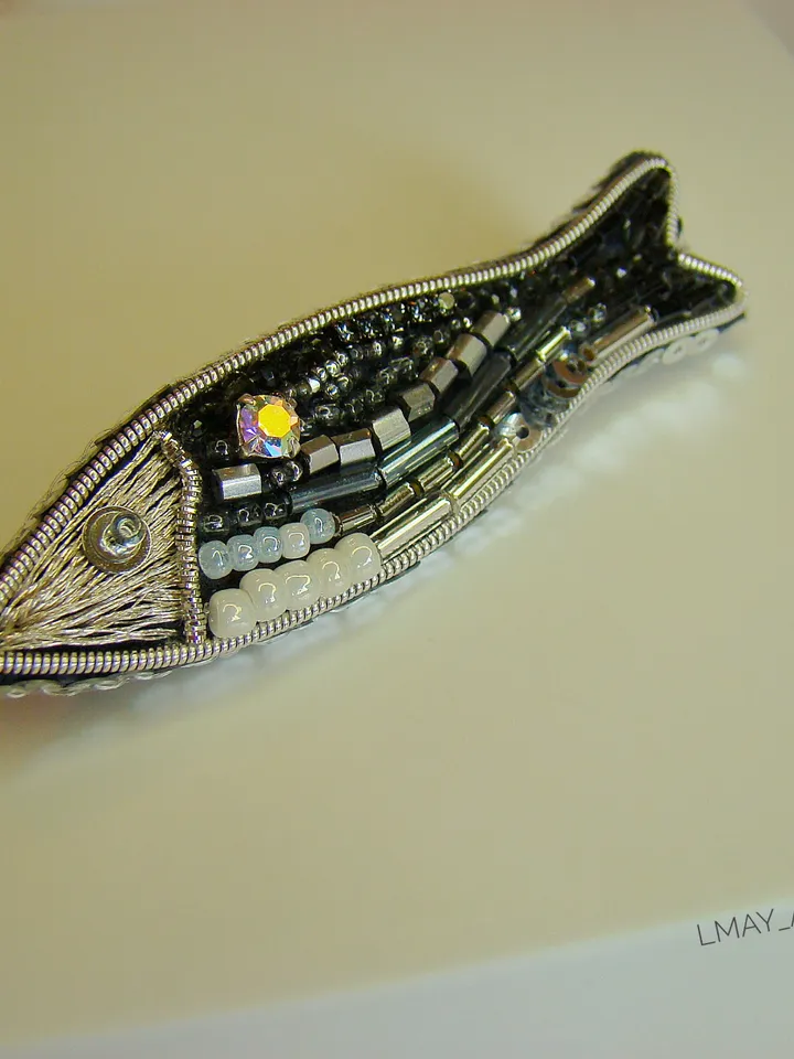 Brooch Fish, beaded brooch, embroidered brooch, handmade design, custom brooch, pair brooch