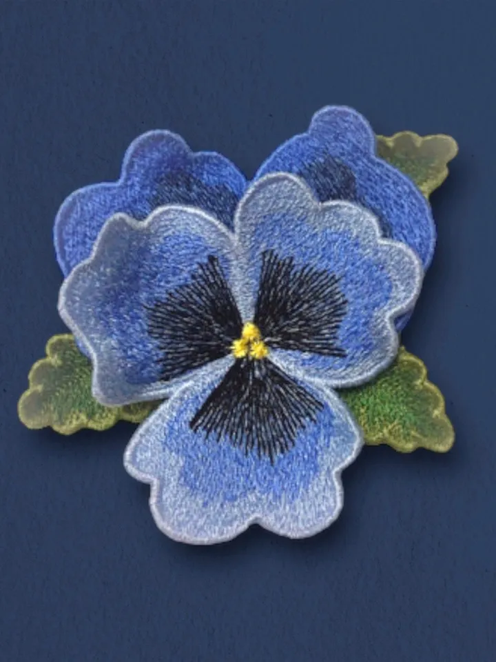 Pansies FSL machine embroidery designs Free standing lace embroidery pattern 3D embroidery motif Flower FSL embroidery brooch FSL hairpin