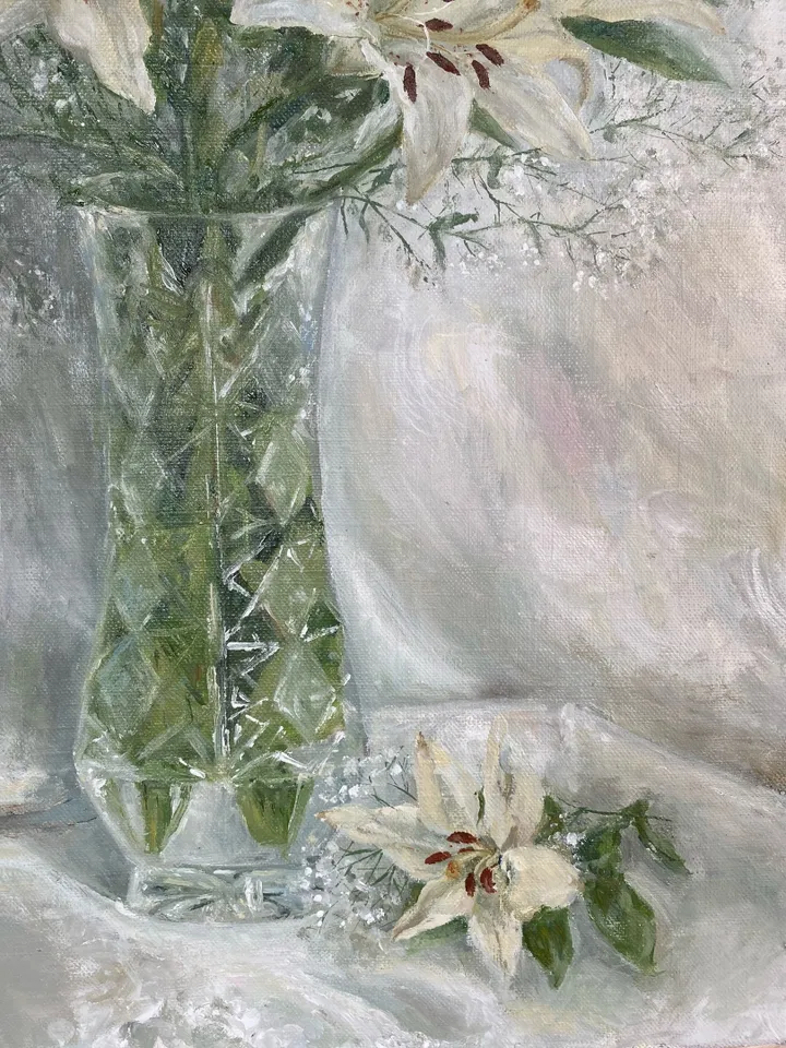 Oil painting "White Lilies"