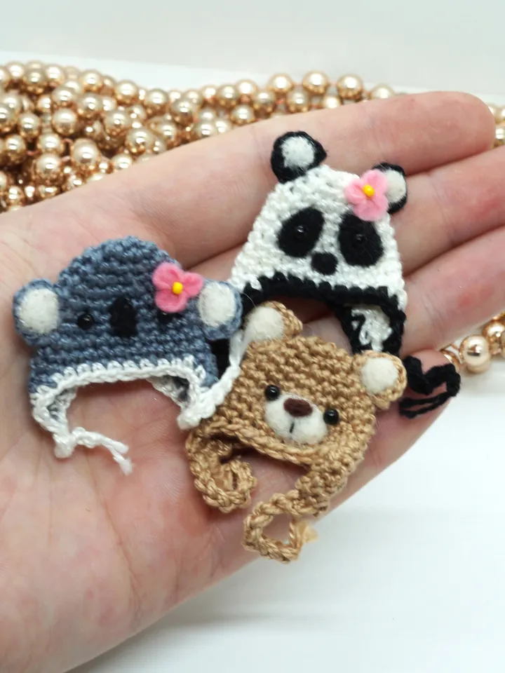 Miniature crochet hat for your toy, doll hat, will fit mice, raccoons and foxes from my shop, bear hat, cute hat, made to order