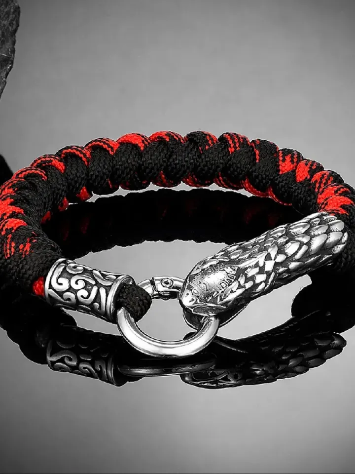 Paracord and stainless steel bracelet Viking Snake