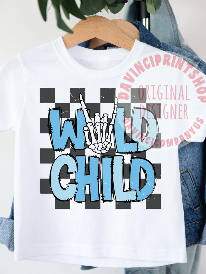 Wild Child Checkered Sublimation File, Toddler Png Design, Shirt for Kids, Retro Design Sublimation, Kids Sublimation, Boy sublimation, png