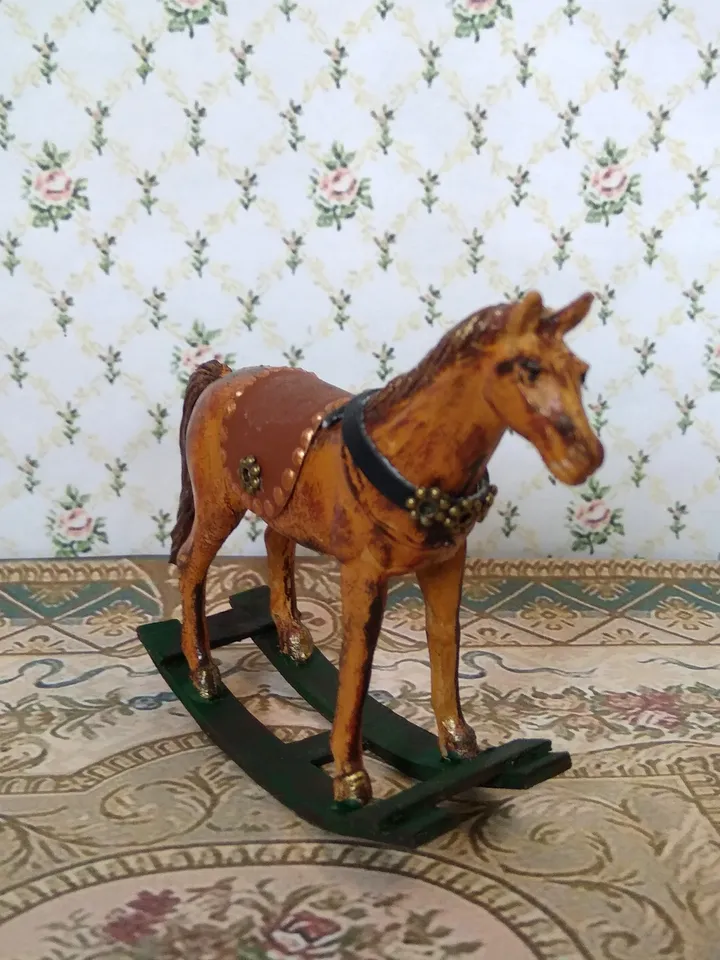 Wheelchair horse. Dollhouse miniature.1:12 scale.