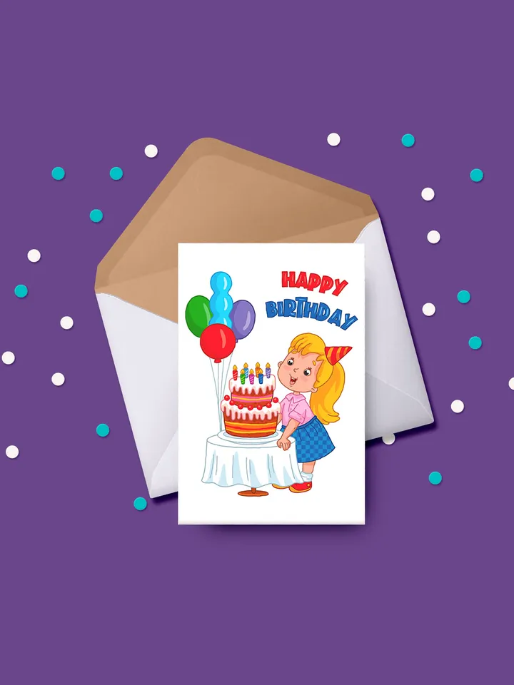 Vector set with cartoon birthday characters