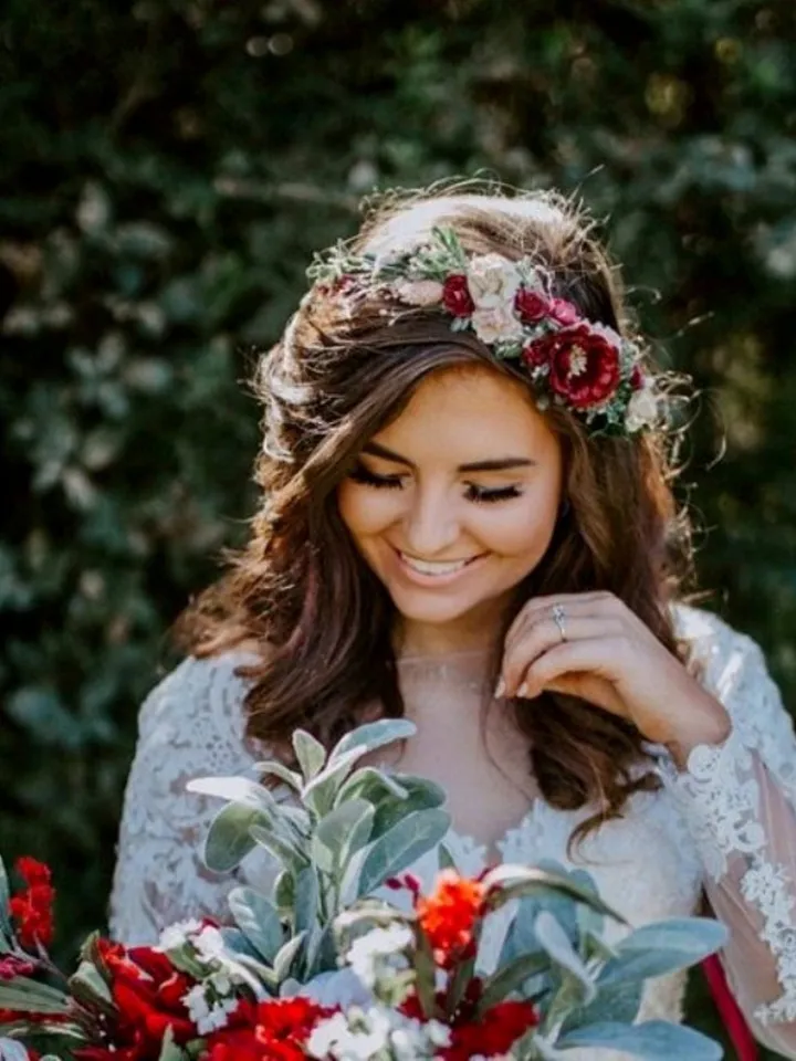 Burgundy Blush flower crown, Wedding flower crown, Burgundy floral crown, Bridal flower hair piece