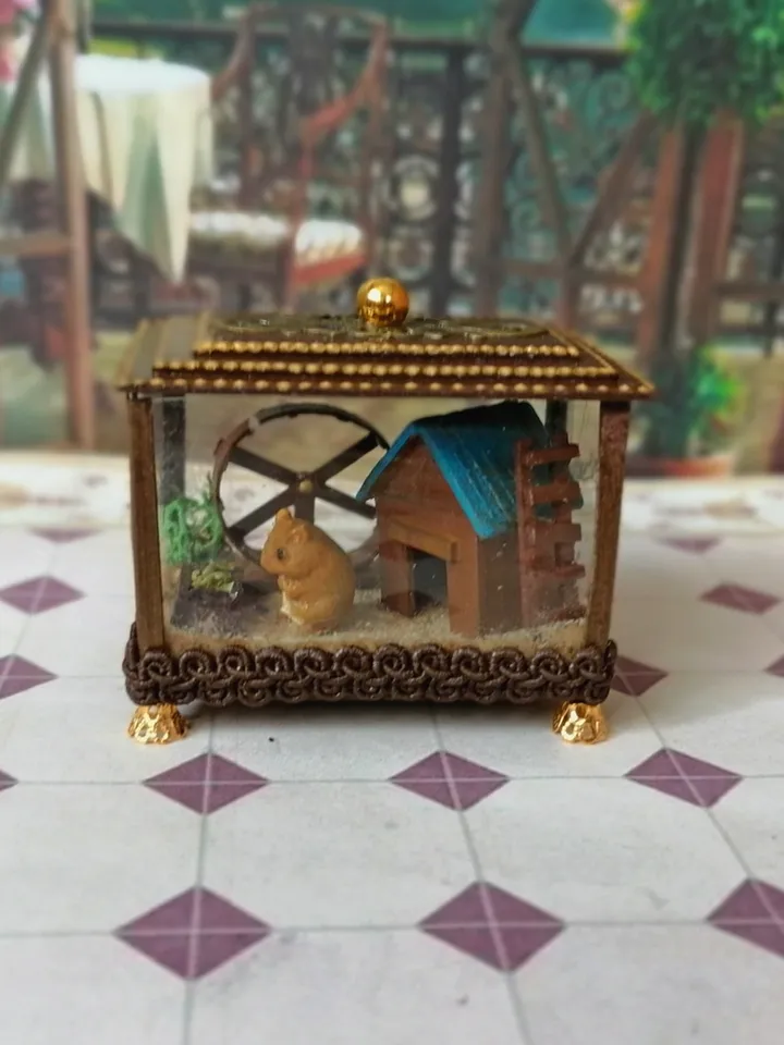 Terrarium with a hamster. Hamster cage. Puppet miniature.1:12 scale.
